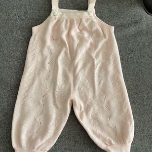 Pink Knit Baby Overalls